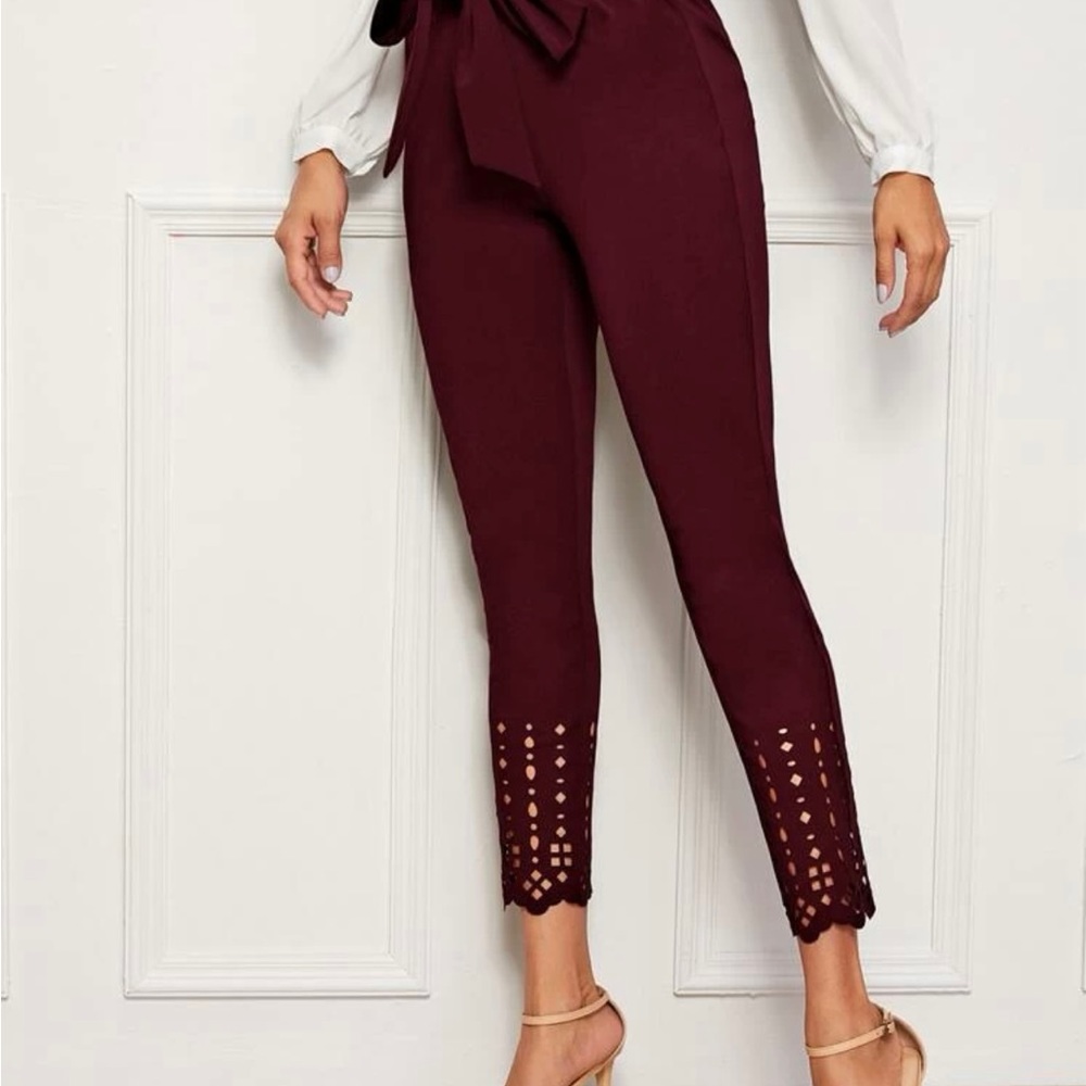 maroon pants with bow - Picture 4 of 8